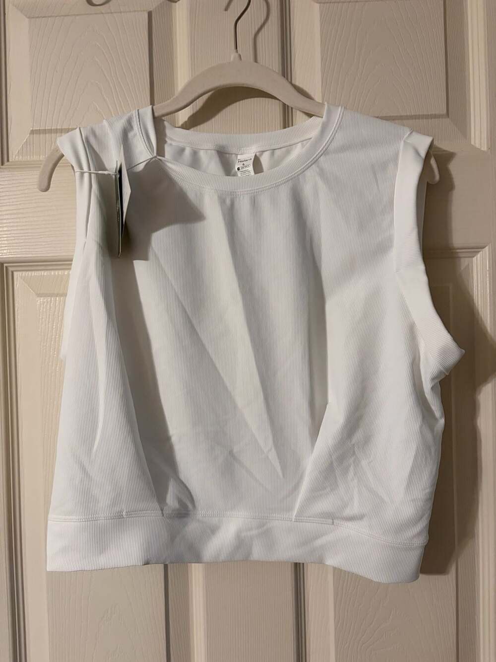 Halara Patitoff Flow Ribbed Pet Hair Resistant Muscle Tank Top White Size L